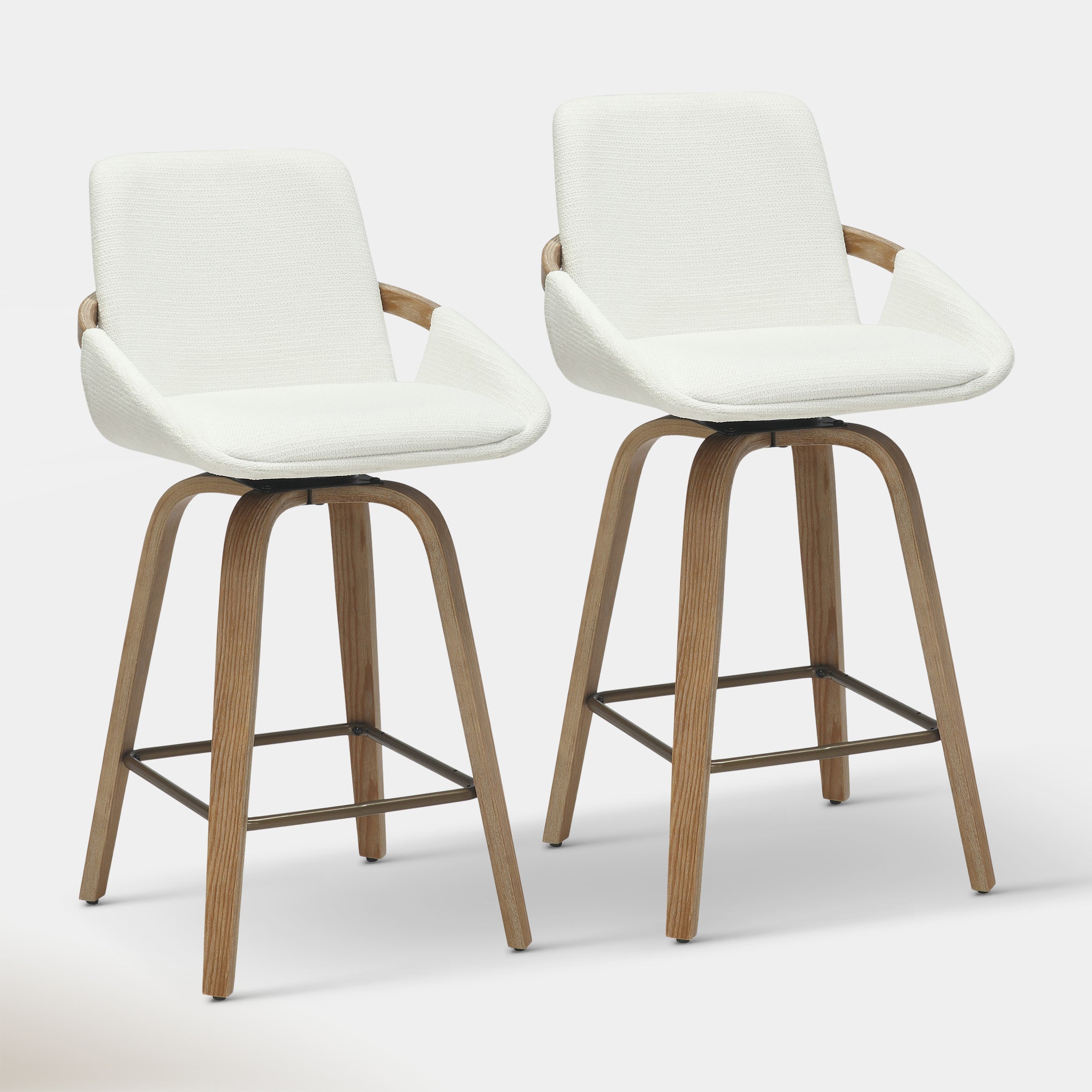 Lennox Counter Stool - Ivory & Washed Oak