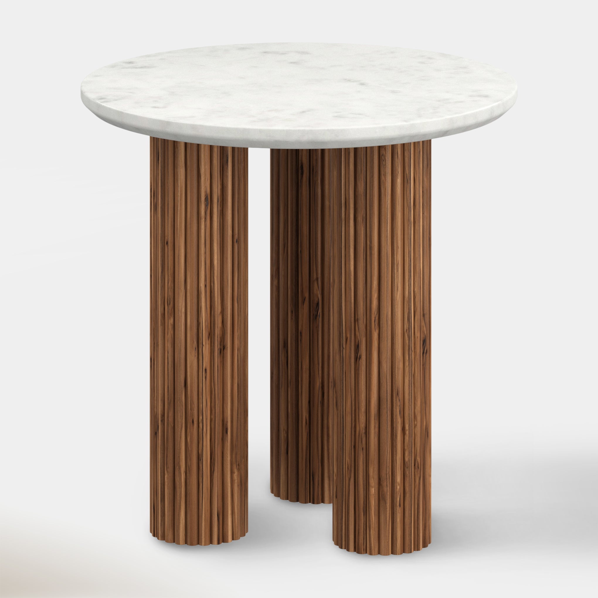 Kacia Accent Table - Walnut & White Marble