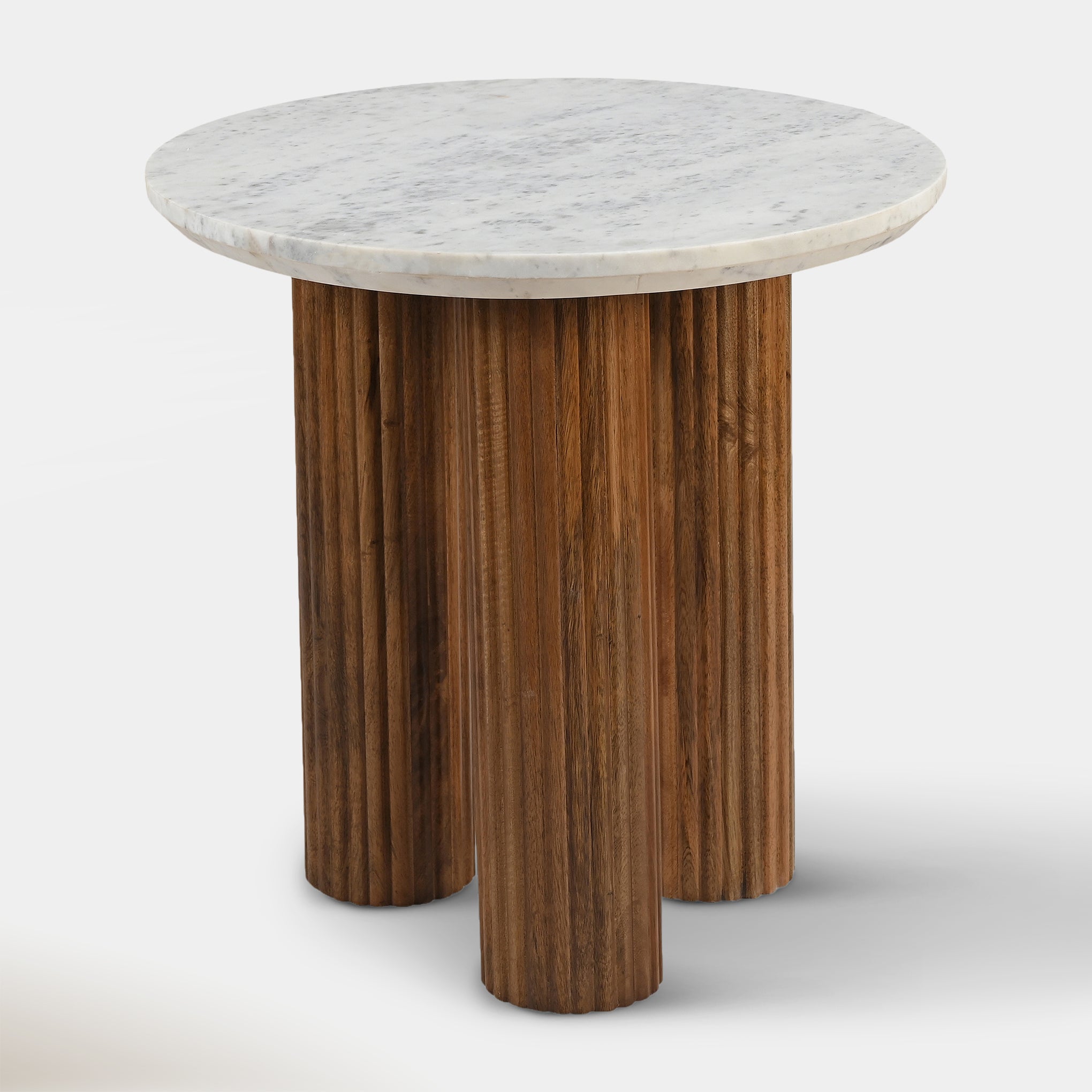 Kacia Accent Table - Walnut & White Marble