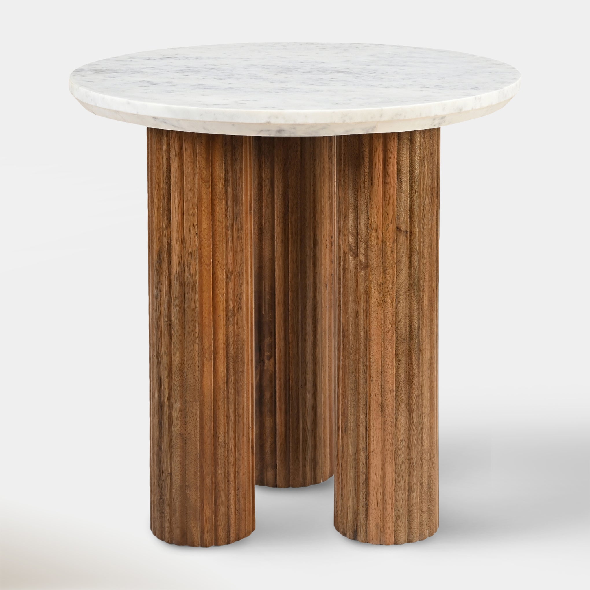 Kacia Accent Table - Walnut & White Marble