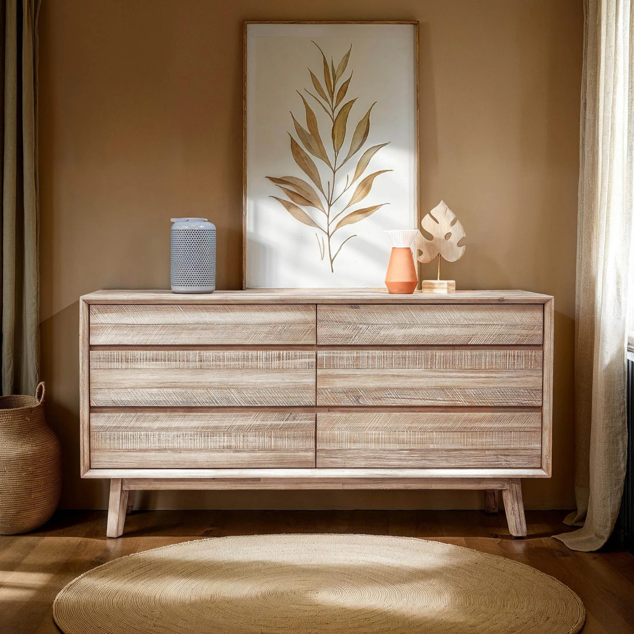 Soleil 6 Drawer Dresser - Washed Oak