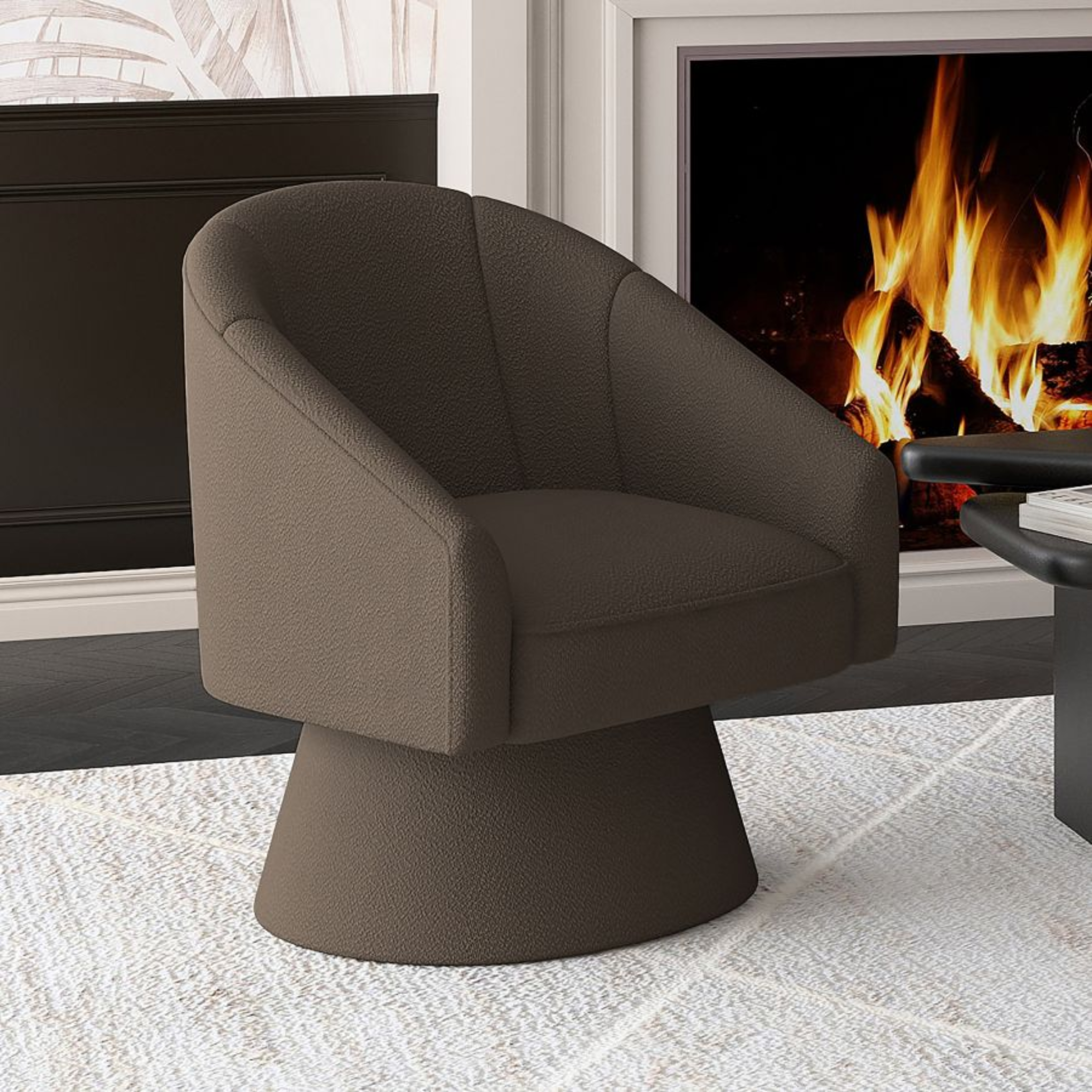 Tilsy Accent Chair - Charcoal Boucle | Hoft Home