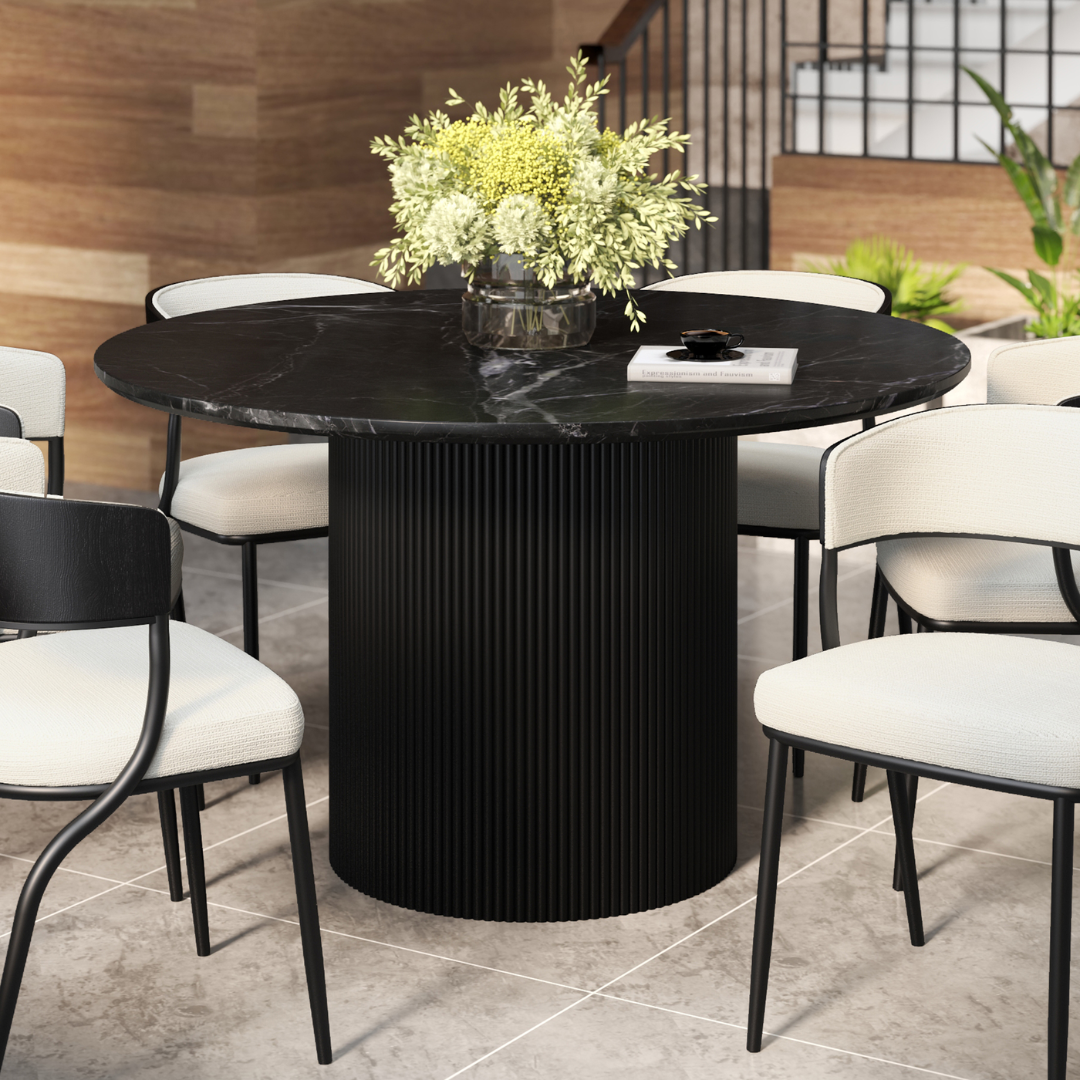 Kacia Round Dining Table - Black