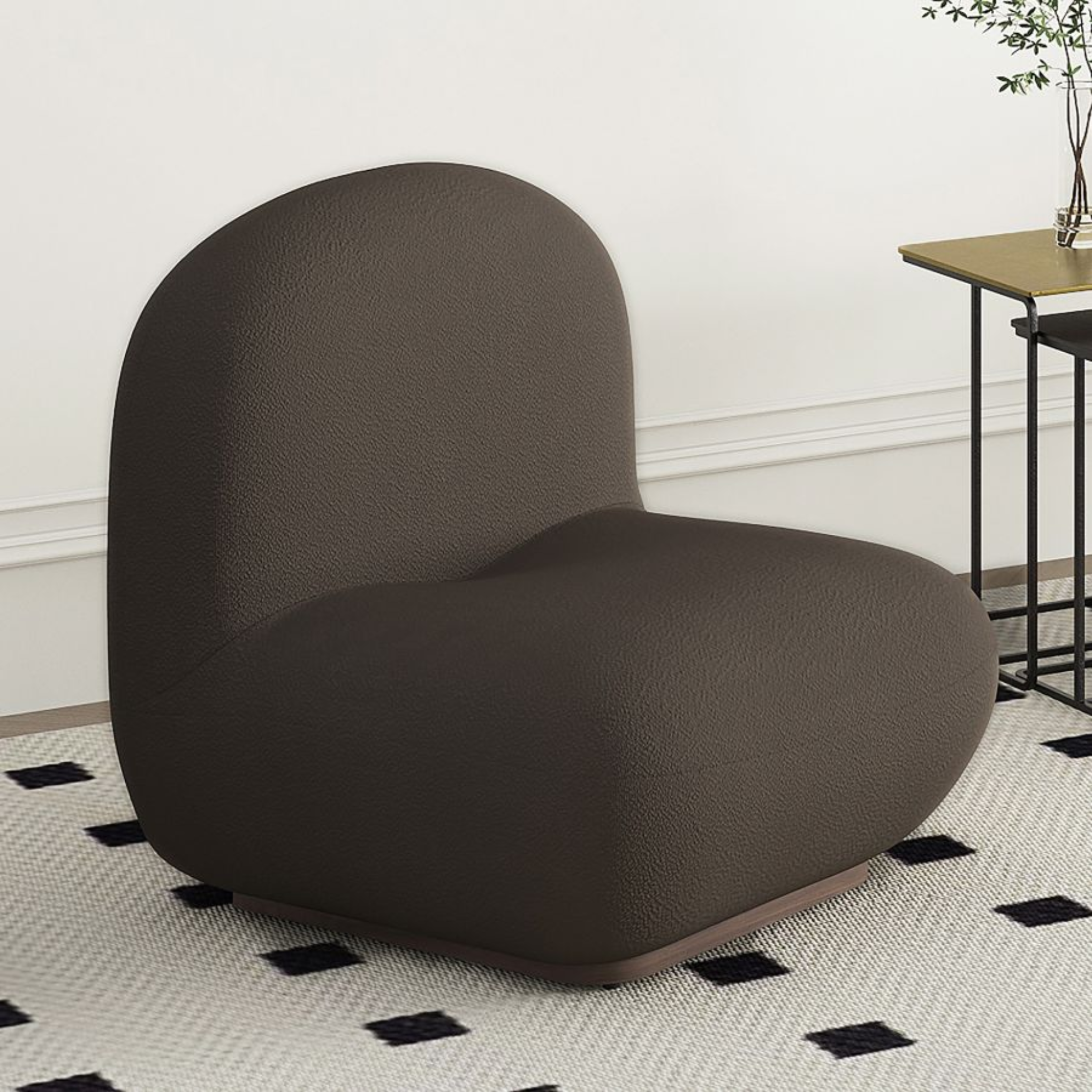 Zilano Accent Chair - Charcoal Boucle | Hoft Home