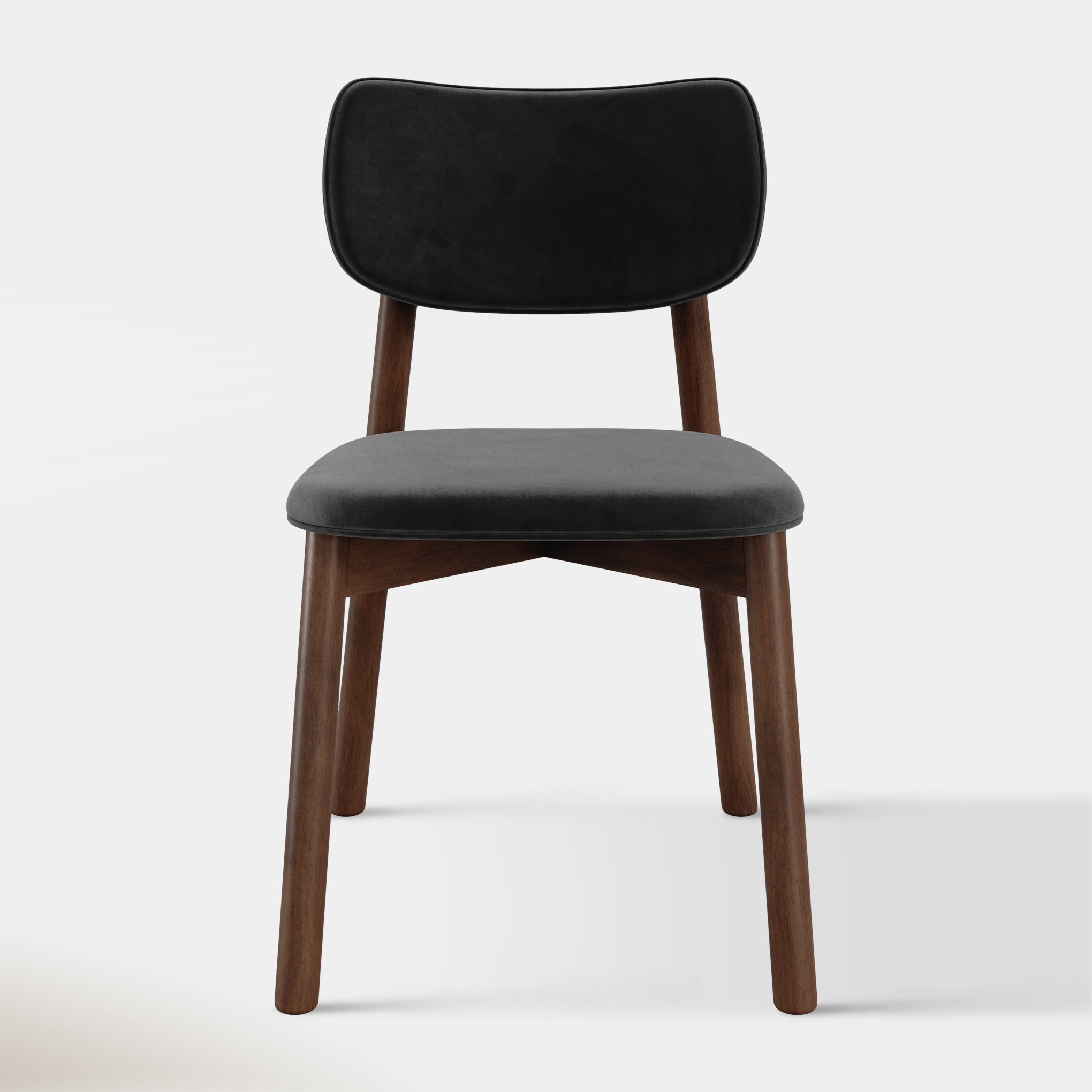 Maia Dining Chair - Black Velvet & Walnut