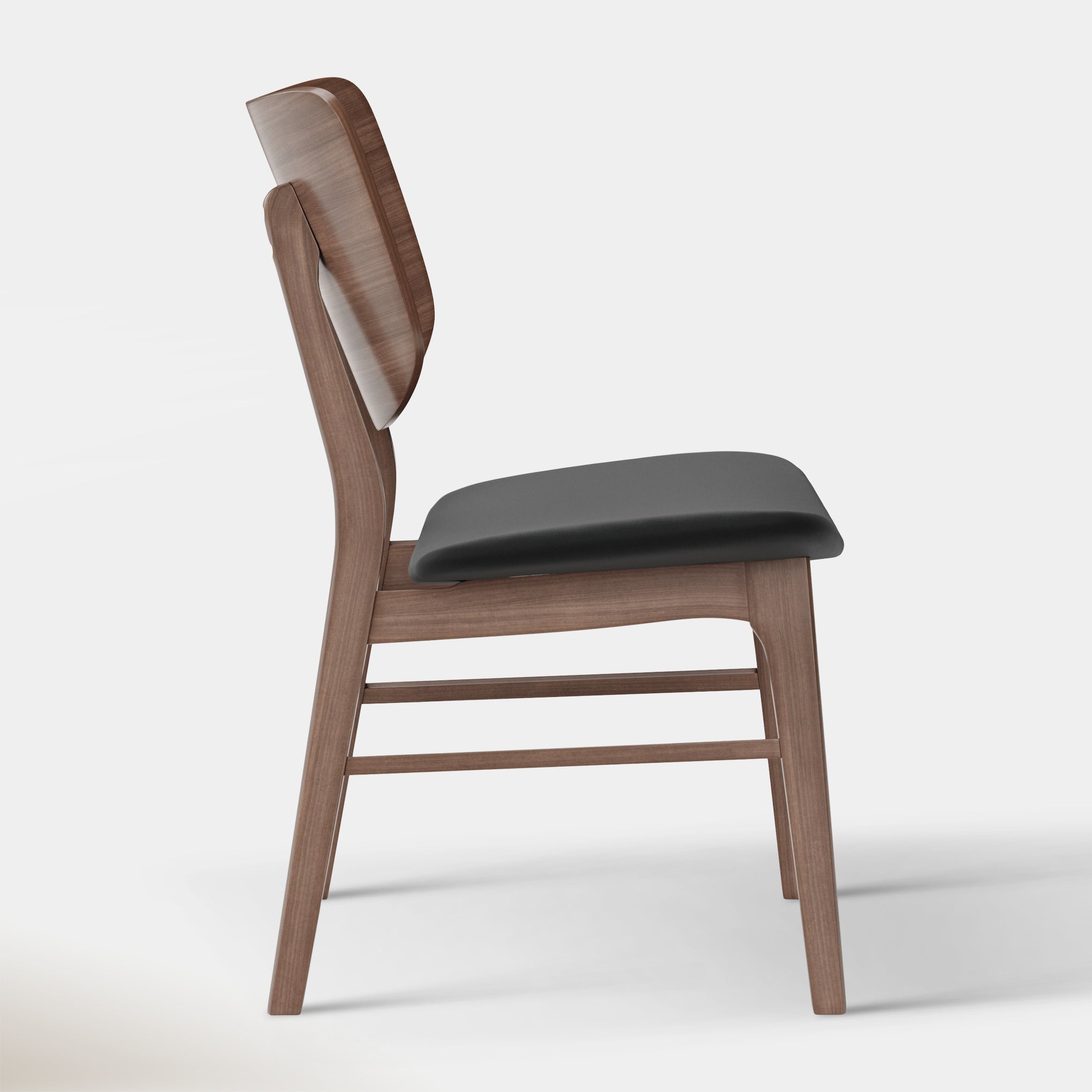 Anders Dining Chair - Black Leather & Walnut