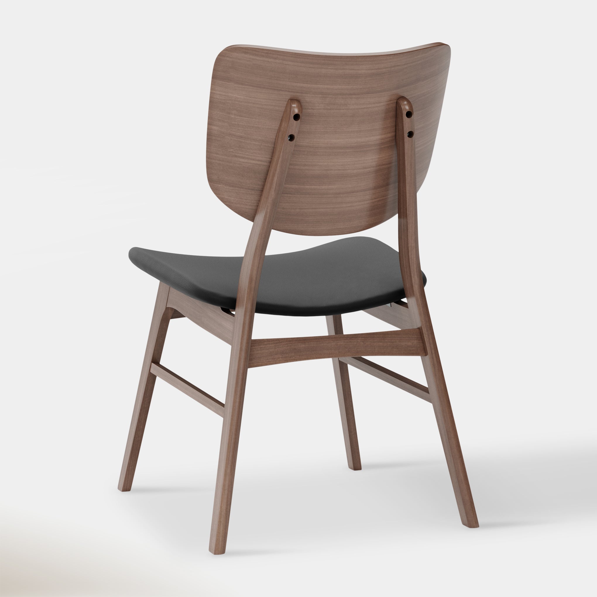 Anders Dining Chair - Black Leather & Walnut