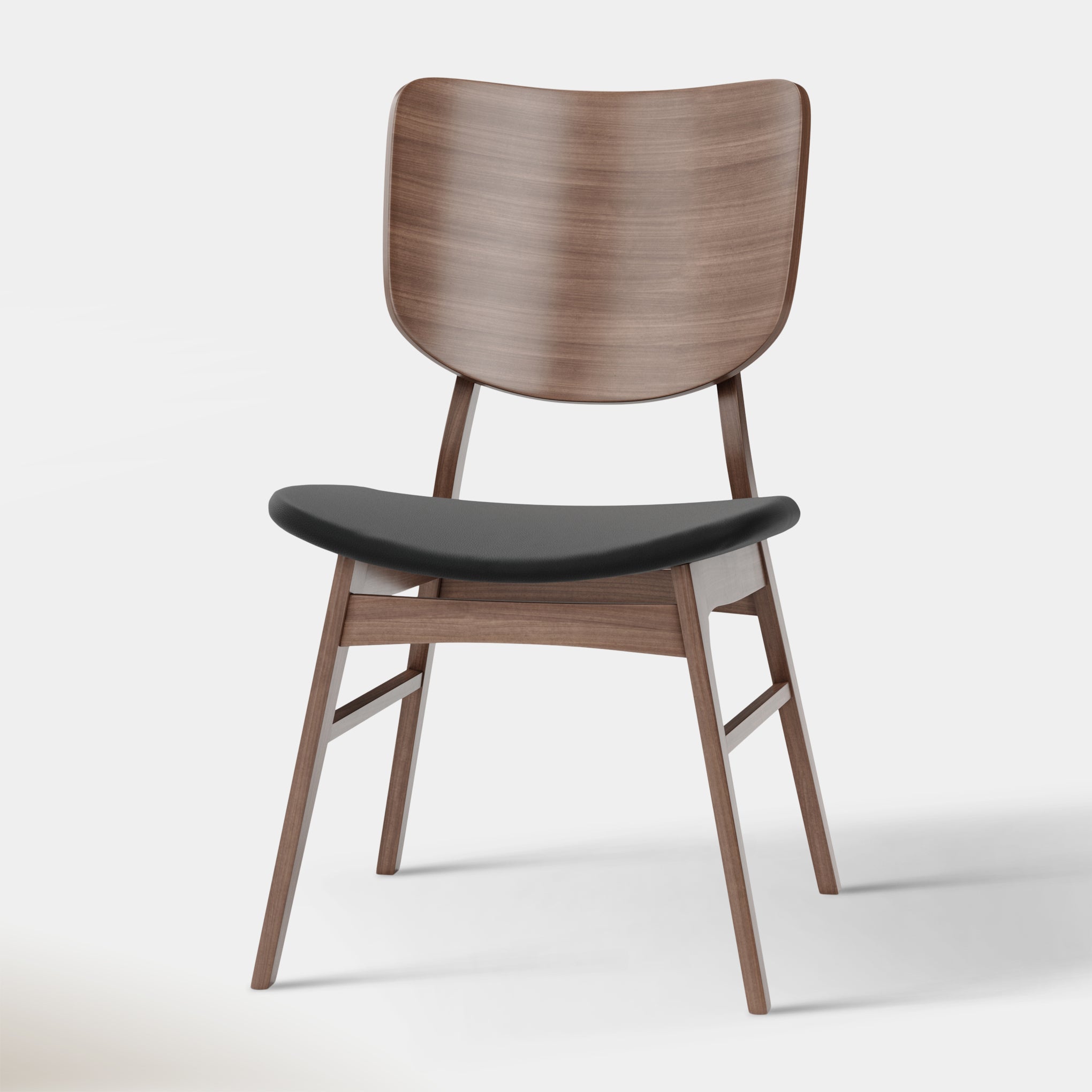 Anders Dining Chair - Black Leather & Walnut
