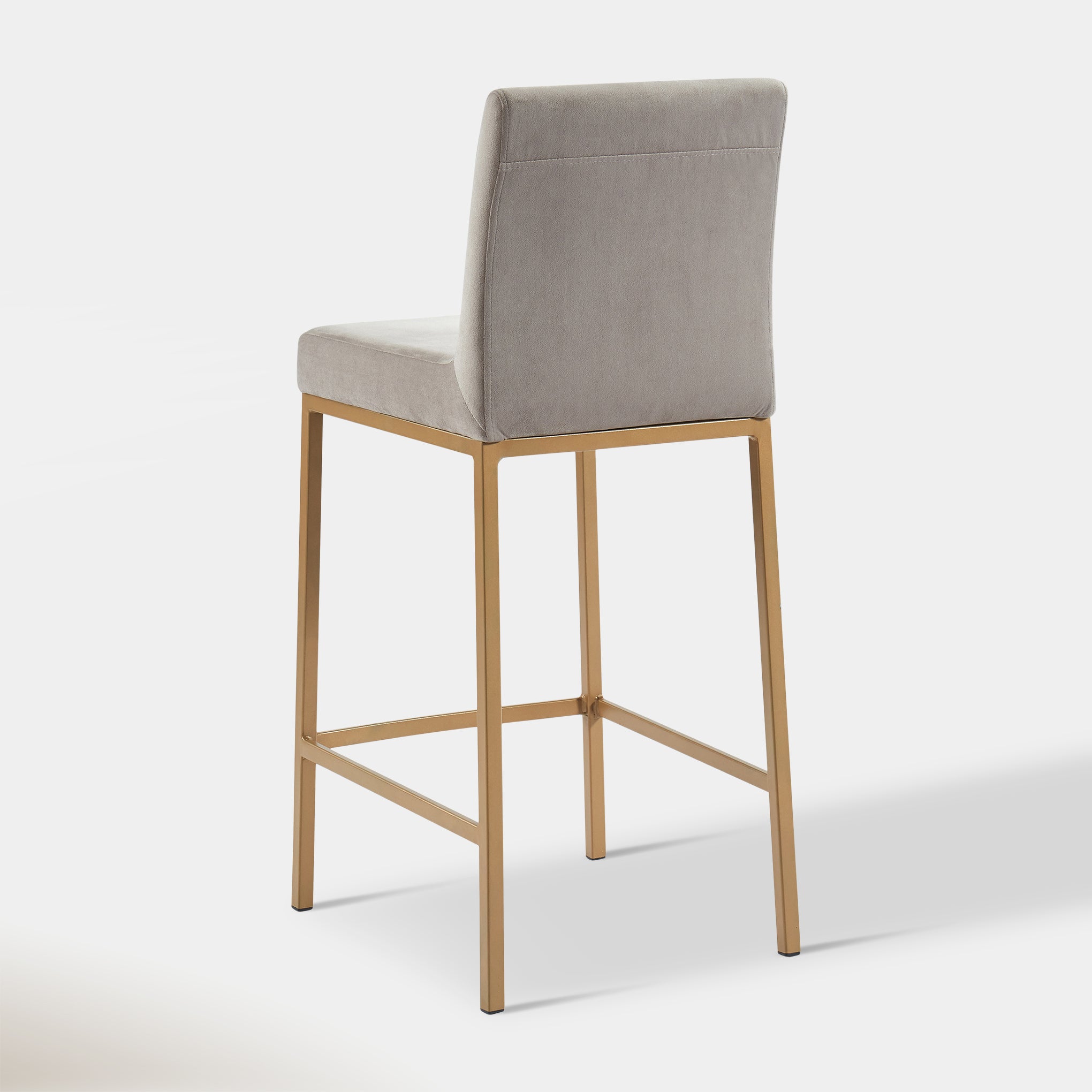 Dray Counter Stool - Grey Velvet & Gold | Hoft Home