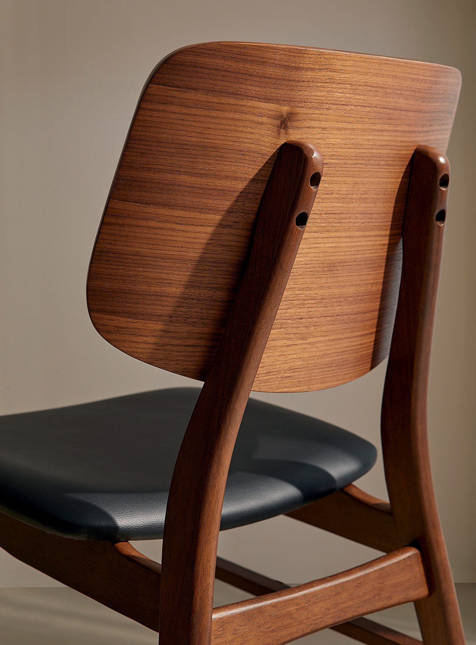 Anders Dining Chair - Black Leather & Walnut