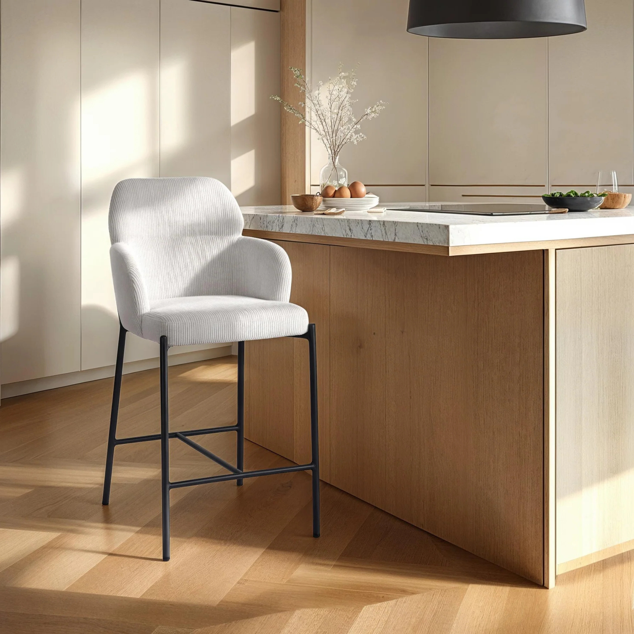 Sintra Counter Stool - Corduroy White
