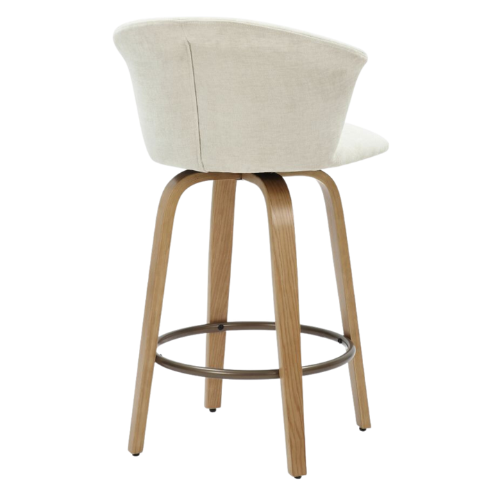 Monaco Counter Stool - Beige Velvet and Natural