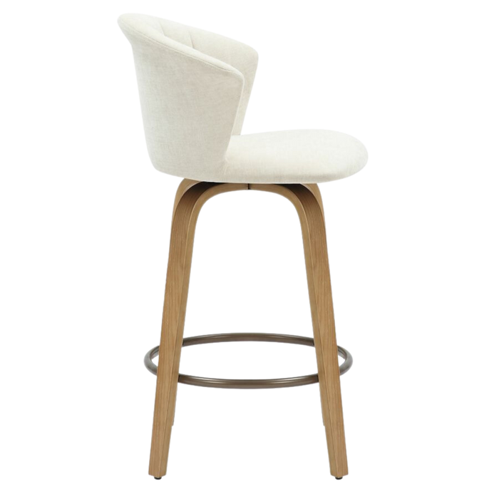 Monaco Counter Stool - Beige Velvet and Natural