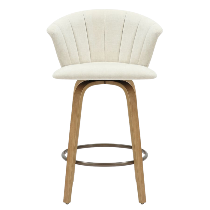 Monaco Counter Stool - Beige Velvet and Natural