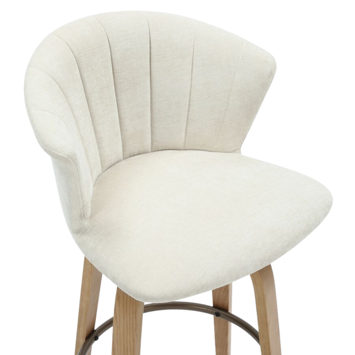Monaco Counter Stool - Beige Velvet and Natural