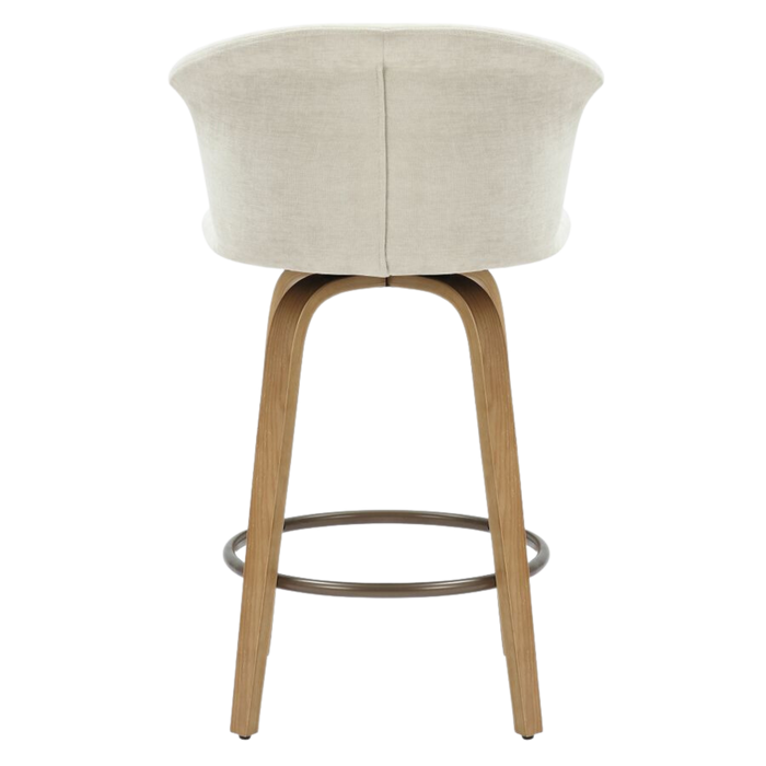 Monaco Counter Stool - Beige Velvet and Natural