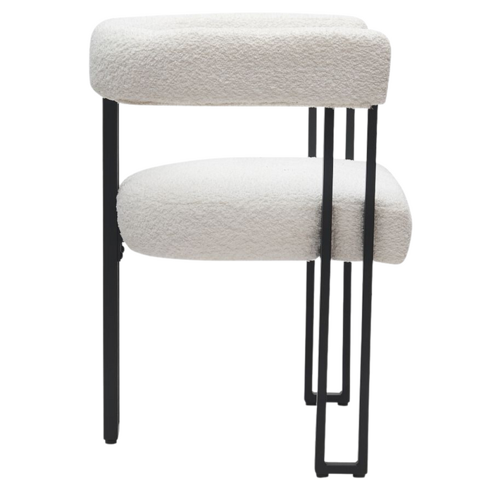 Scarlet Dining Chair - Ivory Boucle and Black | Hoft Home