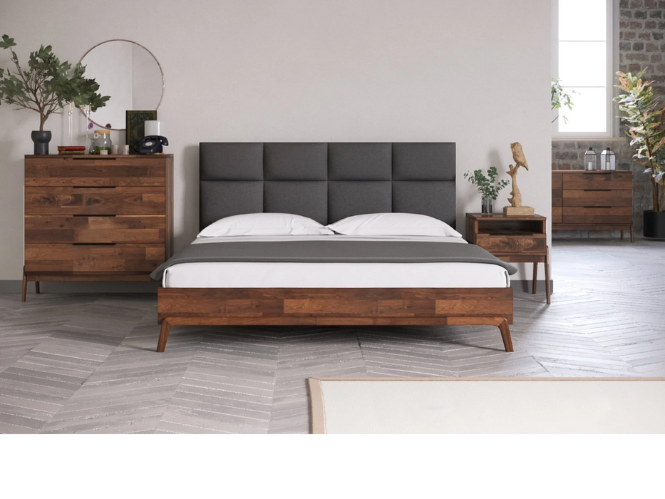 Mikael King Bed - Grey | Hoft Home