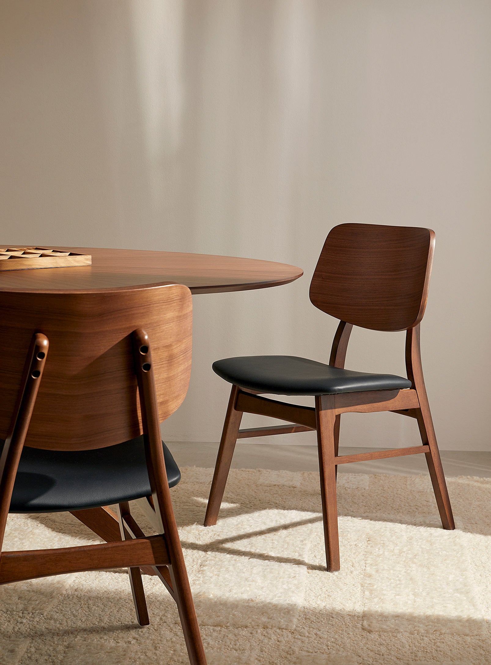 Anders Dining Chair - Walnut & Black Leather | Hoft Home