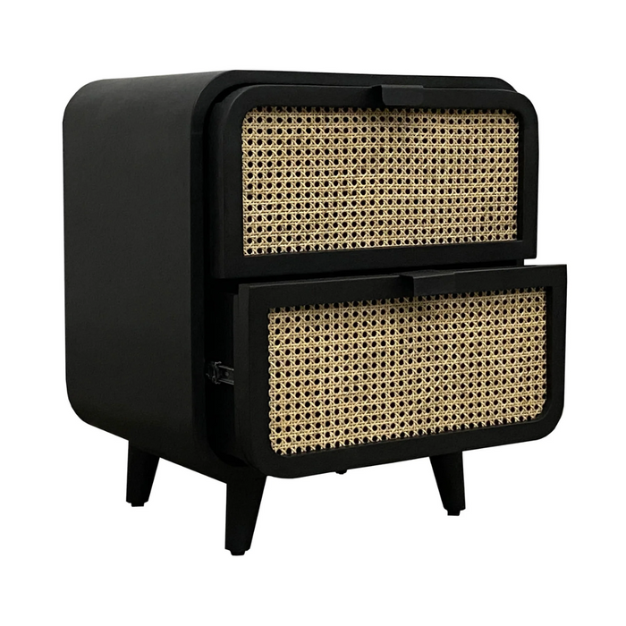 Coty Cane Oval 2 Drawer Nightstand