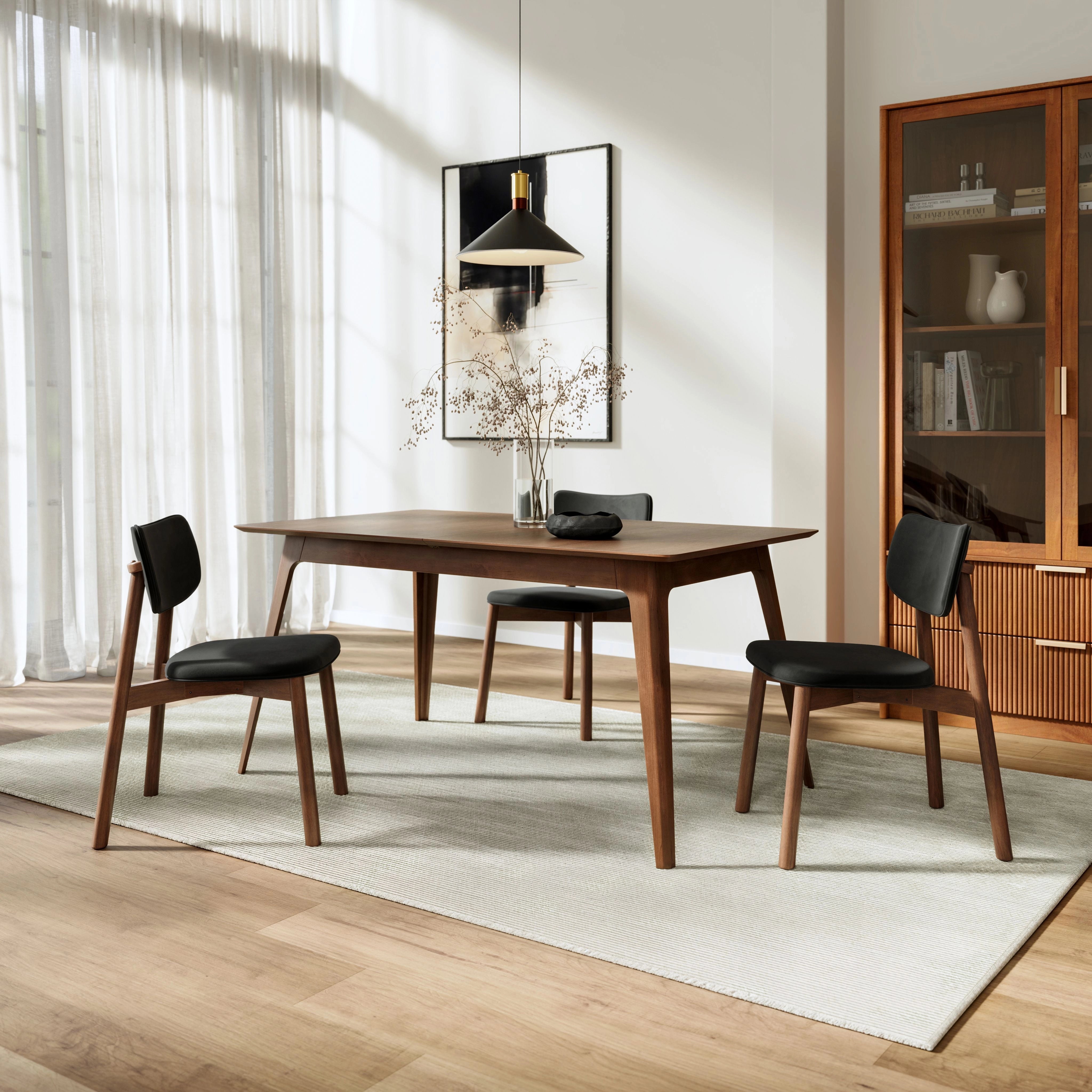 Maia Dining Chair - Black Velvet & Walnut