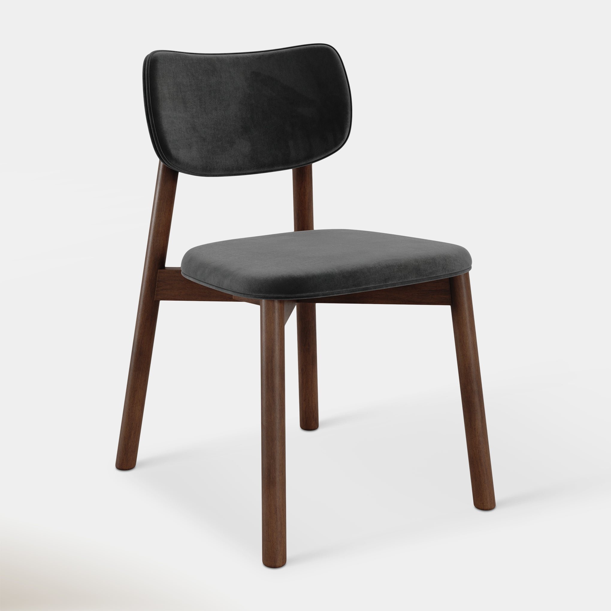 Maia Dining Chair - Black Velvet & Walnut