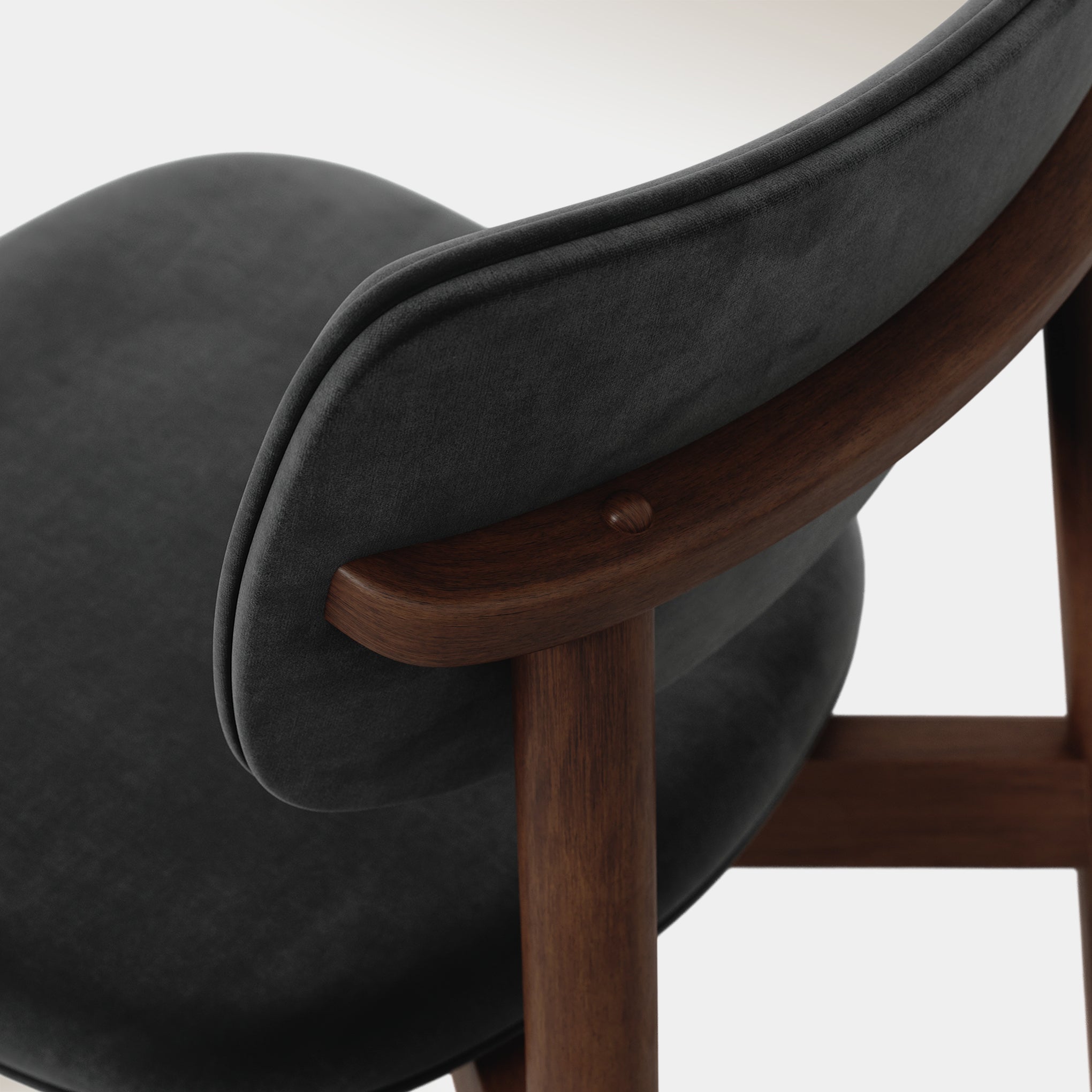 Maia Dining Chair - Black Velvet & Walnut