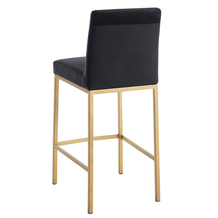 Dray Counter Stool - Black Velvet & Gold | Hoft Home