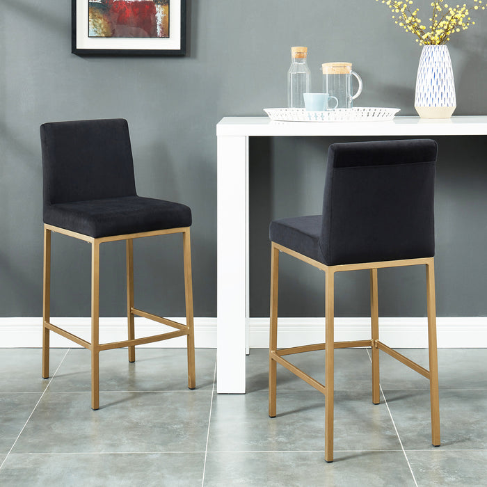 Dray Counter Stool - Black Velvet & Gold | Hoft Home