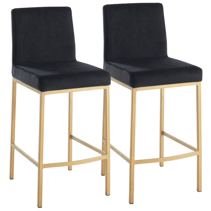 Dray Counter Stool - Black Velvet & Gold | Hoft Home