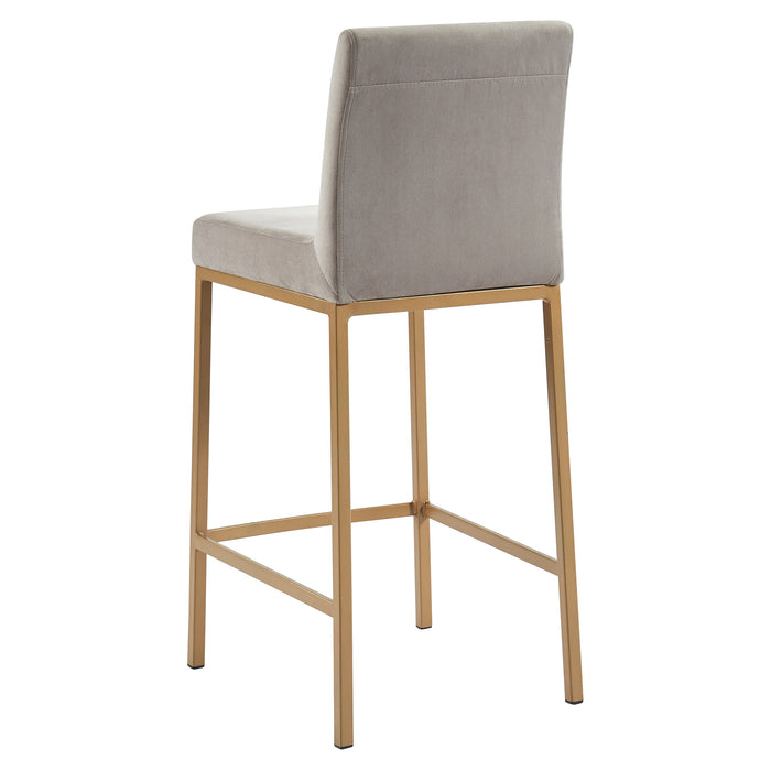 Dray Counter Stool - Grey Velvet & Gold | Hoft Home