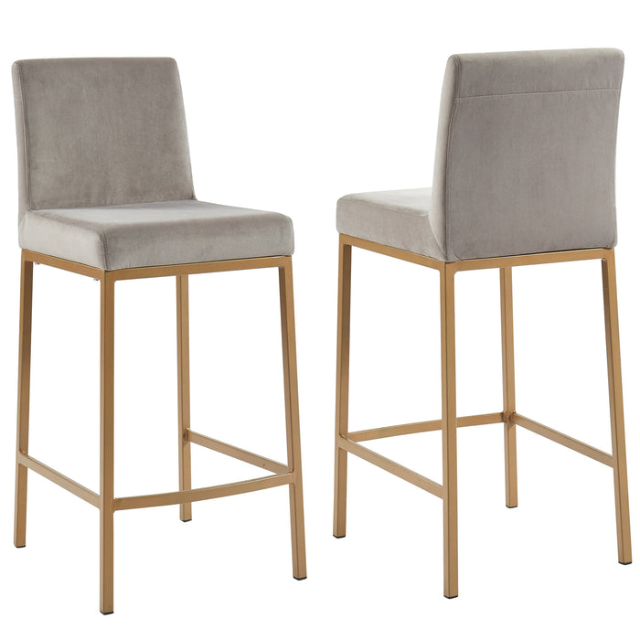 Dray Counter Stool - Grey Velvet & Gold - Ifortifi Canada