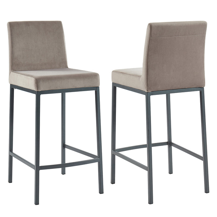 Dray Counter Stool - Grey Velvet & Grey | Hoft Home