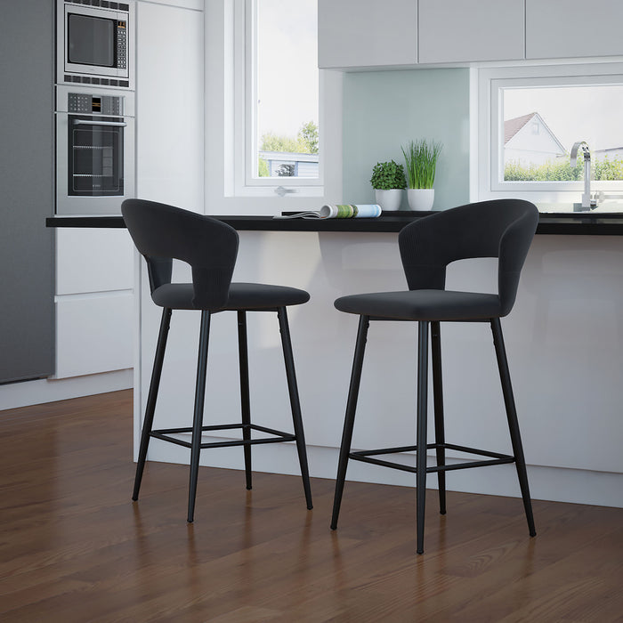 Colibri Counter Stool - Charcoal Velvet | Hoft Home