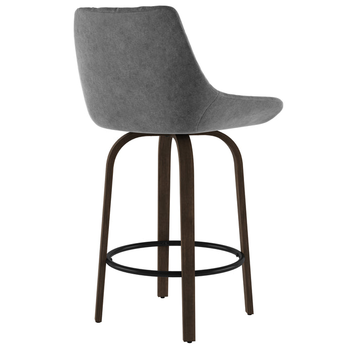 Kenzy Counter Stool - Grey Velvet | Hoft Home