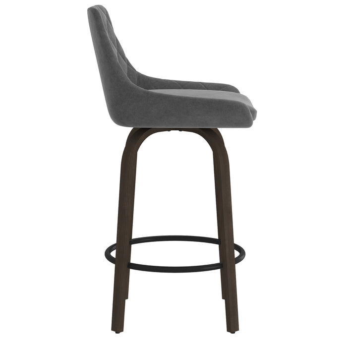 Kenzy Counter Stool - Grey Velvet | Hoft Home