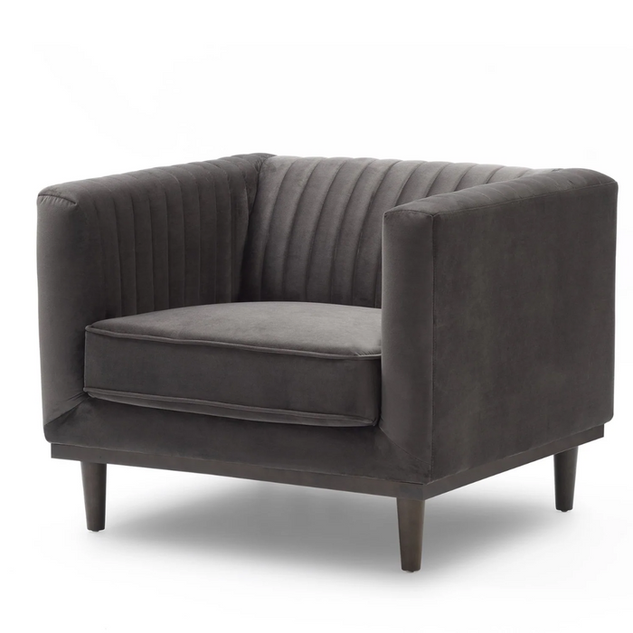 Magnus Lounge Chair - Stone Grey Velvet - Hoft Home
