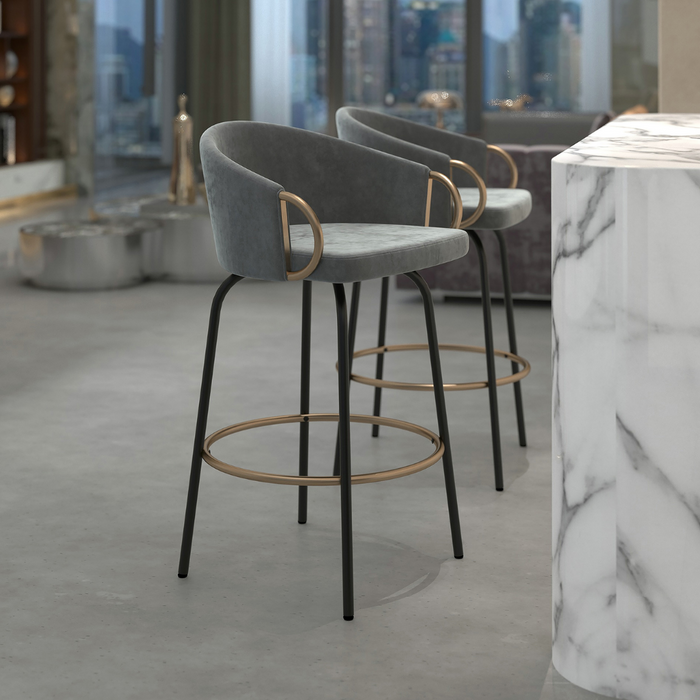 Harper Counter Stool - Grey Velvet - Ifortifi Canada