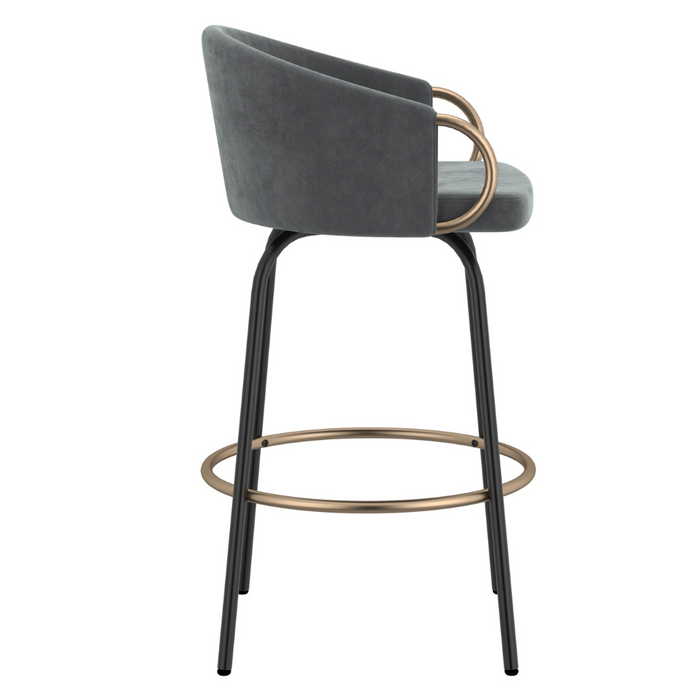 Harper Counter Stool - Grey Velvet - Ifortifi Canada