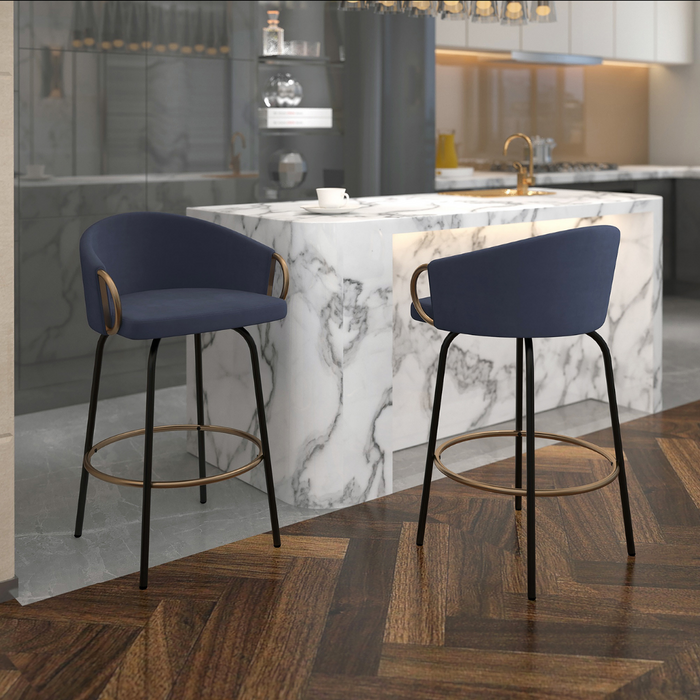 Harper Counter Stool - Blue Velvet - Ifortifi Canada